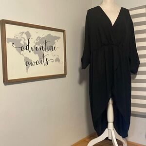 Torrid Black Lightweight Faux Wrap Semi-Sheer High-Low Dress Size 4